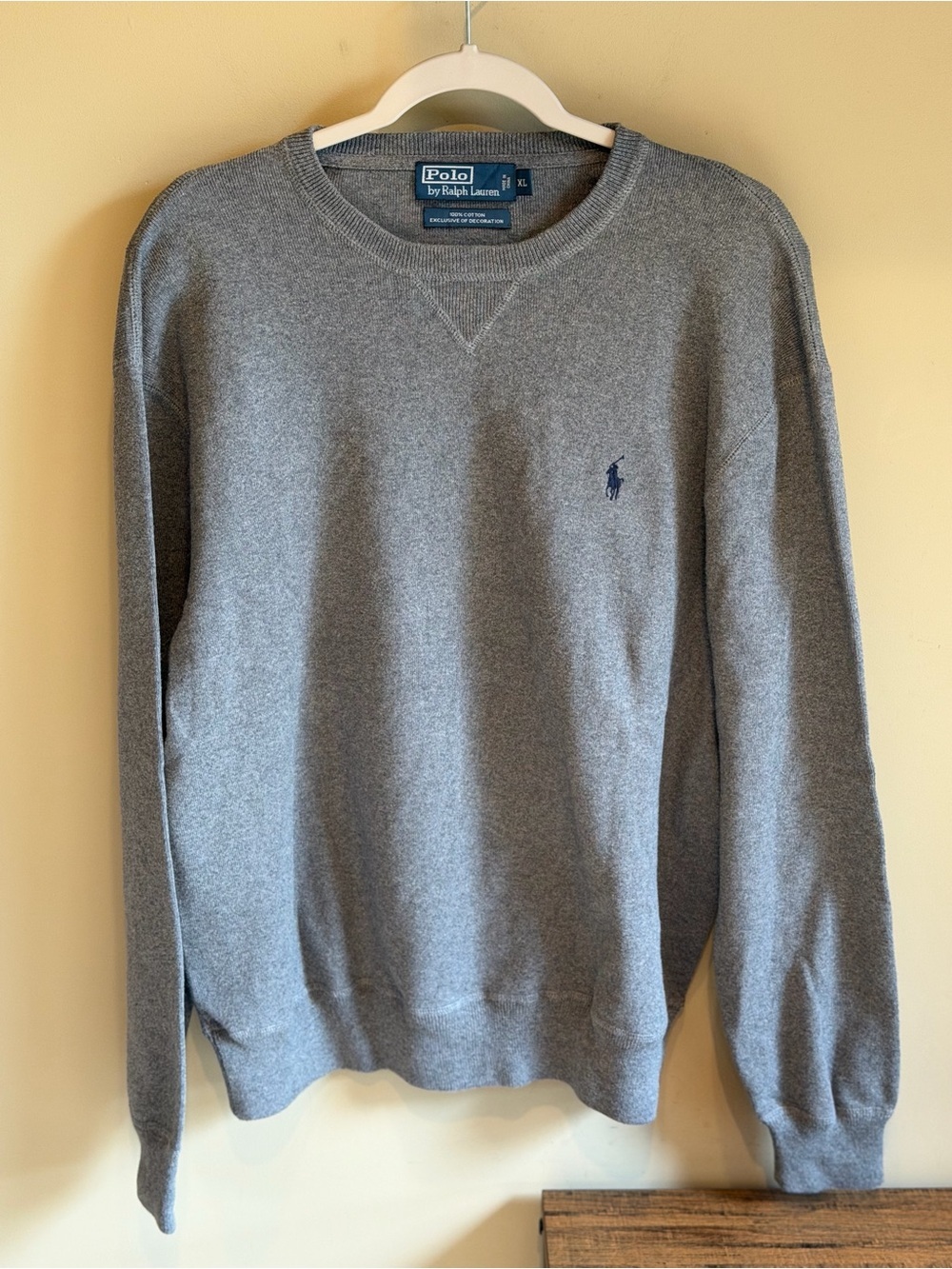 Polo Ralph Lauren Cotton Knit Polo Pullover Sweater Men's XL Gray Preppy